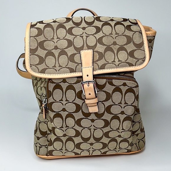 Coach Bags Coach Backpack Signature Canvas E4736080 Drawstring Snap Zip 12 X 10 X 4 Poshmark